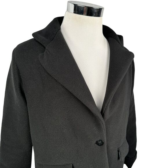 Dudley Stephens Fleece Peacoat Womens Medium Black Polyester Coat Jacket Stretch - Picture 2 of 9